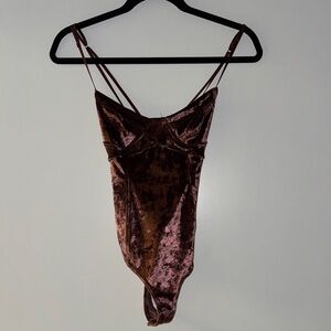 Free People XS Velvet Bodysuit with Spaghetti Straps